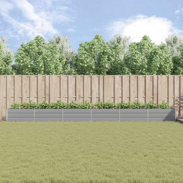 vidaXL Kukkalaatikko Vaaleanharmaa 195 x 100 x 45 cm Galvanoitu ter&auml;s