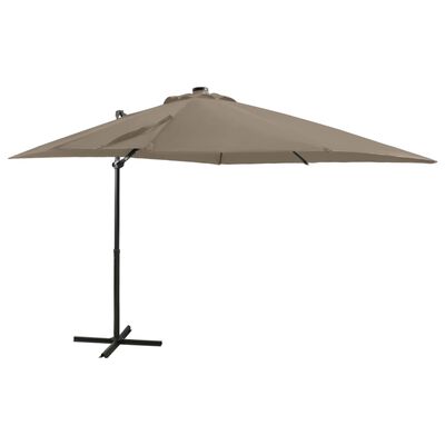 vidaXL Riippuva aurinkovarjo tangolla ja LED-valoilla ruskeanh. 250 cm