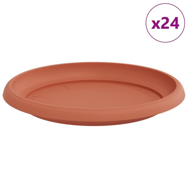 vidaXL Py&ouml;re&auml; kukkatarjotin 24 pcs Tiilenpunainen &Oslash; 21,5 x 2,5 cm