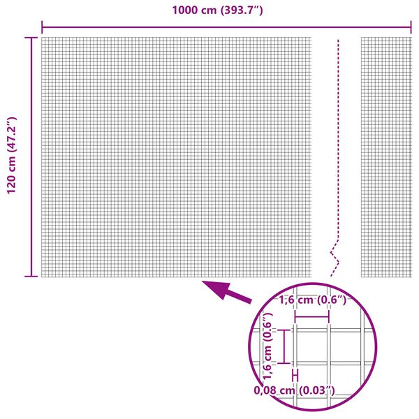 vidaXL Hitsattu lankaa Vihreä 1.2 x 10 m Teräs