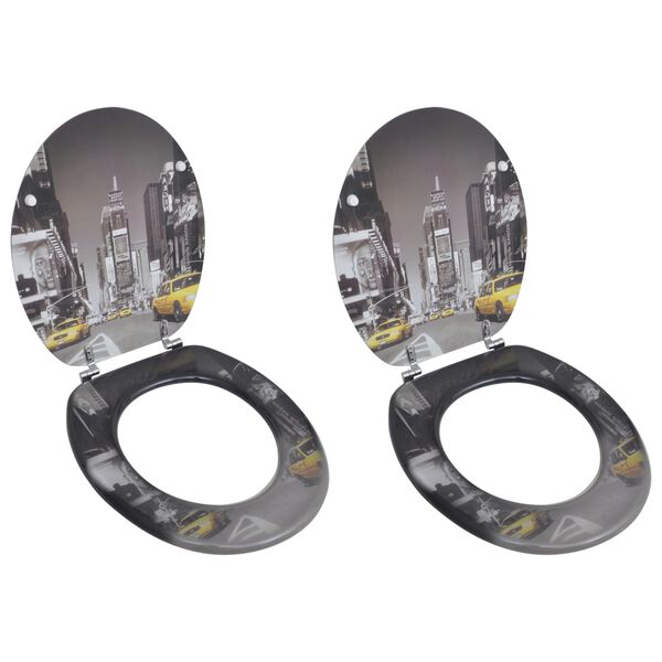 vidaXL WC-istuimet hard-close kansilla 2 kpl MDF New York -kuosi