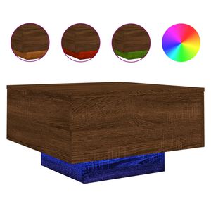 vidaXL Sohvap&ouml;yt&auml; LED-valoilla ruskea tammi 55x55x31 cm