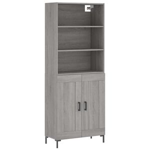 vidaXL Kaappi harmaa Sonoma 69,5x34x180 cm tekninen puu