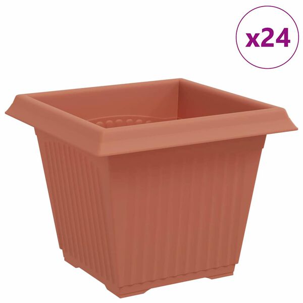 vidaXL Neli&ouml; Kukkaruukku 24 pcs Tiilenpunainen 20 x 20 x 16 cm Muovi