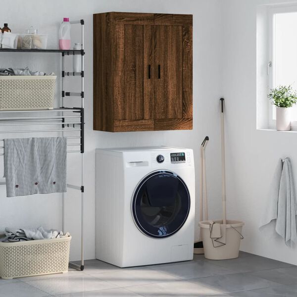 vidaXL Seinäkiinnitettävä kaappi rusk tammi 69,5x34x90 cm tekninen puu