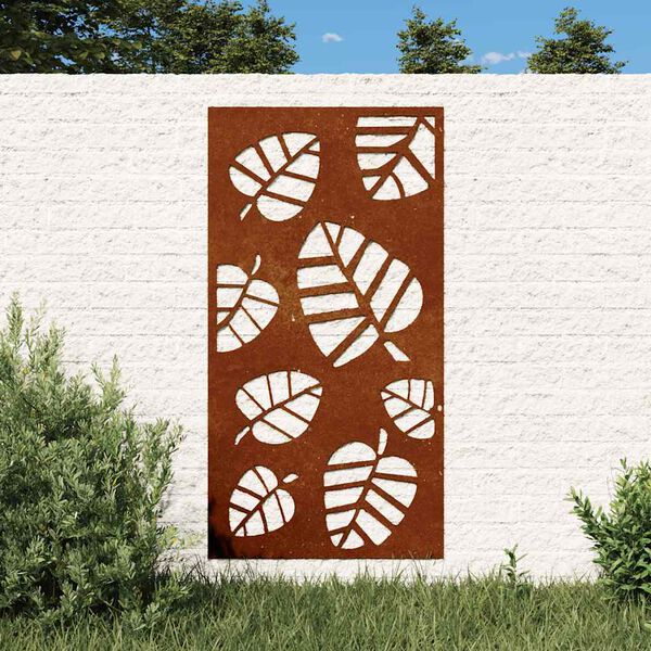 vidaXL Puutarhasein&auml;koriste 105x55 cm corten ter&auml;s lehtikuvio