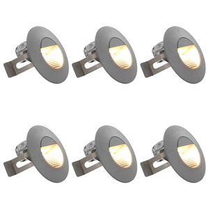 vidaXL LED-sein&auml;valaisimet ulkotiloihin 6 kpl 2 W hopea py&ouml;re&auml;
