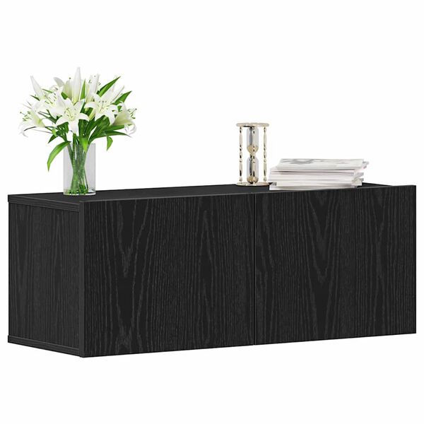 vidaXL TV-kaappi 2 pcs Musta tammi. 80 x 30 x 30 cm Tekninen puu