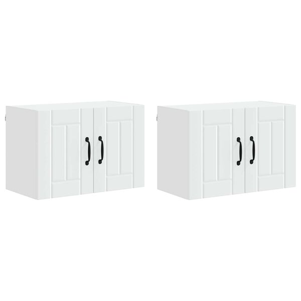 vidaXL Keitti&ouml;kaappi 2 pcs Valkoinen 60 x 31 x 40 cm Tekninen puu