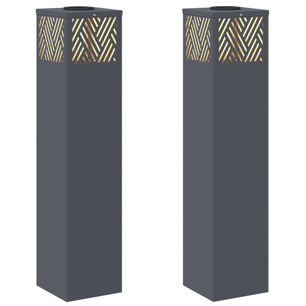 vidaXL Aurinko LED-polkuvalo 2 pcs Antrasiitti Kylm&auml;valssattu ter&auml;s