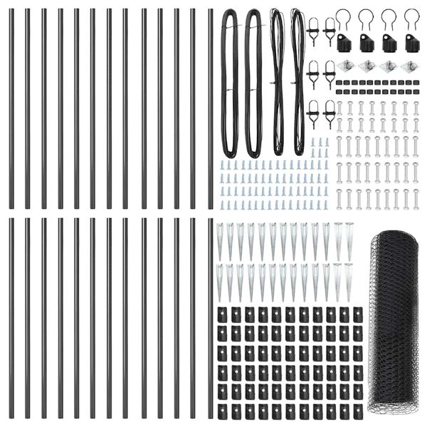 vidaXL Aitalatu Harmaa 50 x 0,5 m (25 mm verkko) Ter&auml;st&auml; ja PVC:t&auml;