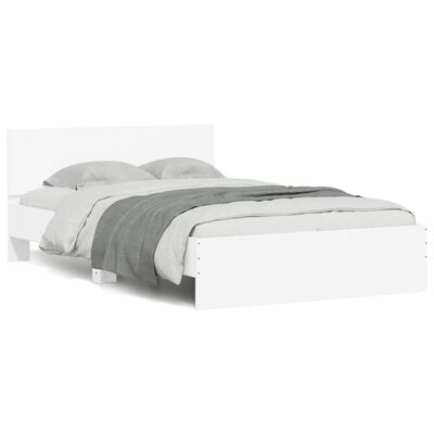 vidaXL Sängynrunko päädyllä ja LED-valoilla valkoinen 135x190 cm