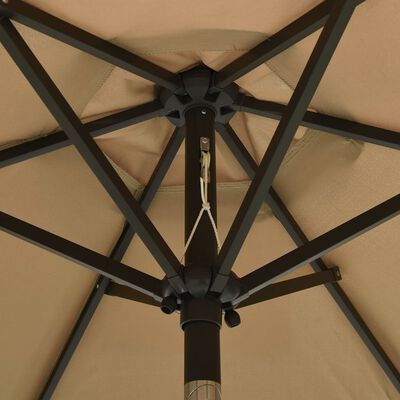 vidaXL Aurinkovarjo LED-valoilla ruskeanharmaa 200x211 cm alumiini