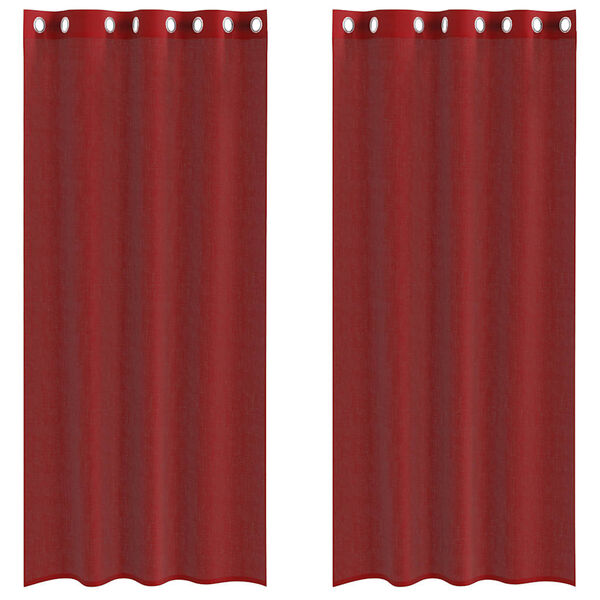 vidaXL Voileeverhot läpiviennillä 2 kpl viininpunainen