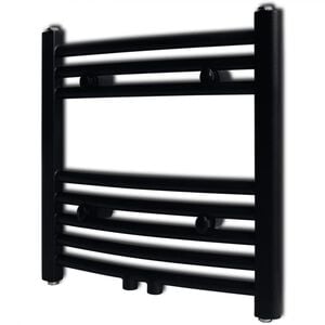 Kylpyhuoneen keskusl&auml;mmityspyyheteline musta kaareva 480 x 480 mm