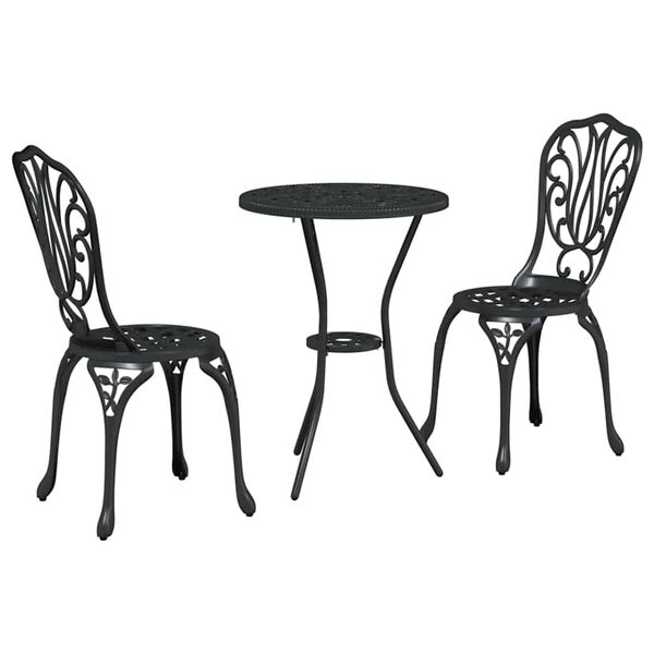 vidaXL Puutarhan Bistro Set 3 pcs Musta Alumiini