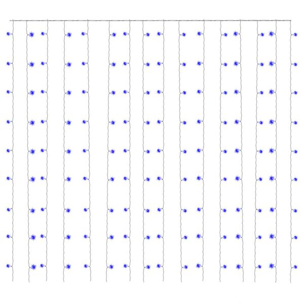 vidaXL LED-valonauhaverho keijuvalot 3x3 m 300xLED sininen 8 toimintoa