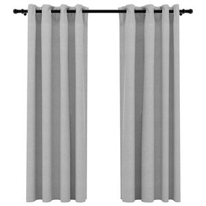 vidaXL Pellavamaiset pimennysverhot renkailla 2 kpl harmaa 140x175 cm