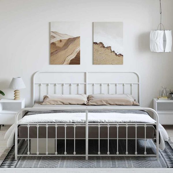 vidaXL Metallinen s&auml;ngynrunko p&auml;&auml;dyill&auml; valkoinen 183x213 cm