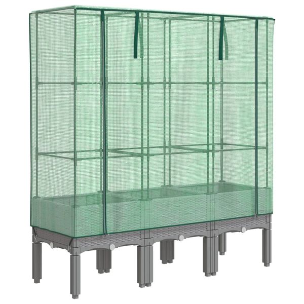 vidaXL Kukkalaatikko kasvihuonepeitteell&auml; rottinkityyli 120x40x140 cm