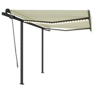 vidaXL K&auml;sin sis&auml;&auml;nkelattava markiisi LEDill&auml; 3x2,5 m kerma