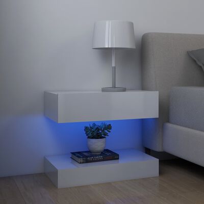 vidaXL TV-taso LED-valoilla korkeakiilto valkoinen 60x35 cm