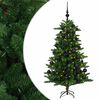 vidaXL Muovinen joulukuusi koristeilla 120 cm 150 LEDi&auml;
