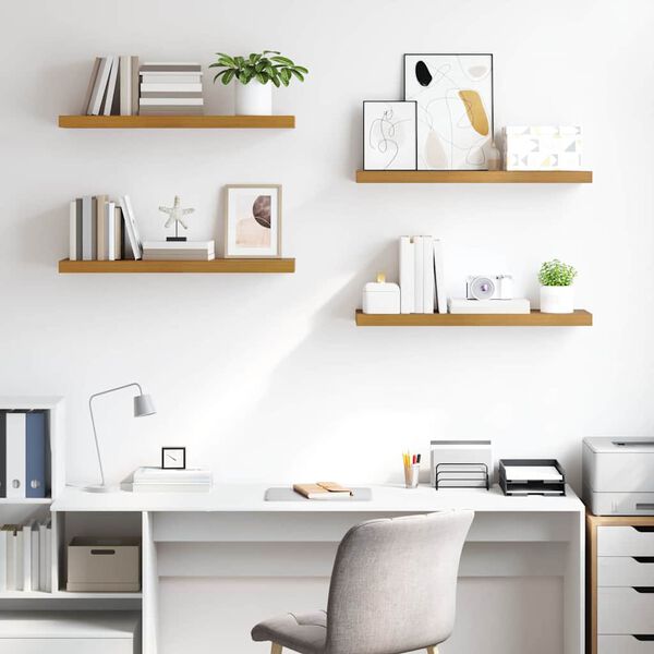 vidaXL Sein&auml;hylly 4 pcs Beige 80 x 23,5 x 4 cm Tekninen puu