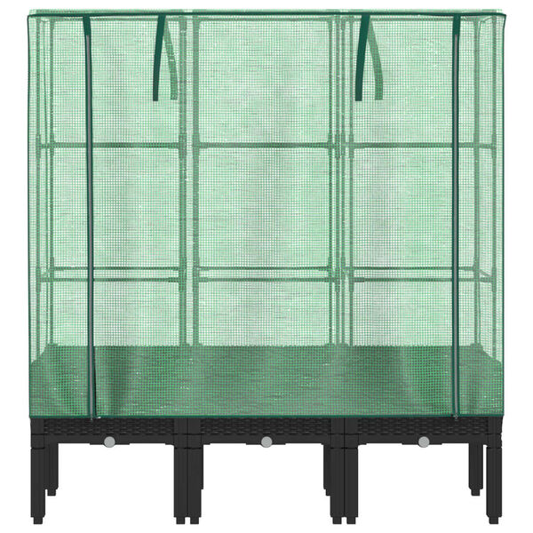 vidaXL Kukkalaatikko kasvihuonepeitteell&auml; rottinkityyli 120x40x140 cm