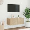 vidaXL TV-seinäkaappi LED-valoilla Sonoma-tammi 80x35x31 cm
