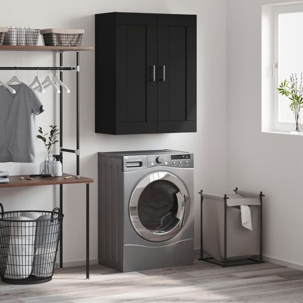 vidaXL Sein&auml;kiinnitett&auml;v&auml; kaappi musta 69,5x34x90 cm tekninen puu