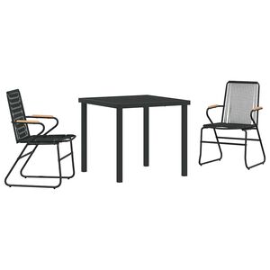 vidaXL Piharuokailu setti 3 pcs Musta Jauhemaalattu Ter&auml;s