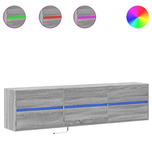 vidaXL TV-sein&auml;kaappi LED-valoilla harmaa Sonoma 180x31x45 cm