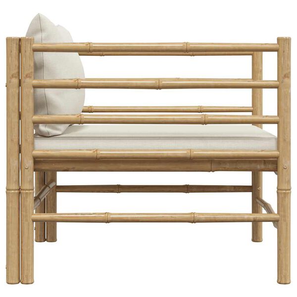 vidaXL Puutarhasohva kermanvalkoiset tyynyt bambu