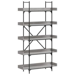 vidaXL Kirjahylly 5 tasoa harmaa Sonoma 100x33x180,5 cm tekninen puu