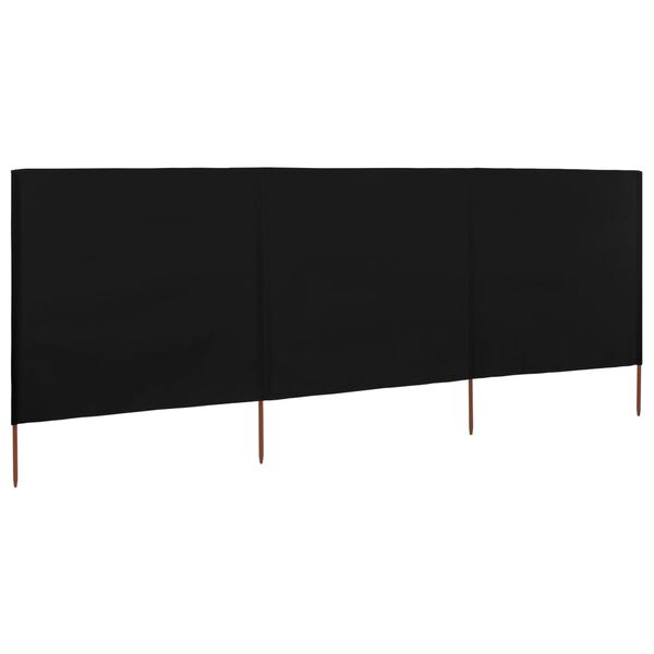vidaXL Tuulensuojakangas 3 paneelilla 400 x 120 cm musta