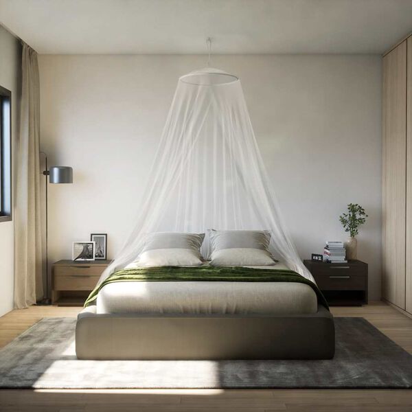 vidaXL Hyttysverkko aurinkovarjolle 220 verkko valkoinen 56x56x220 cm