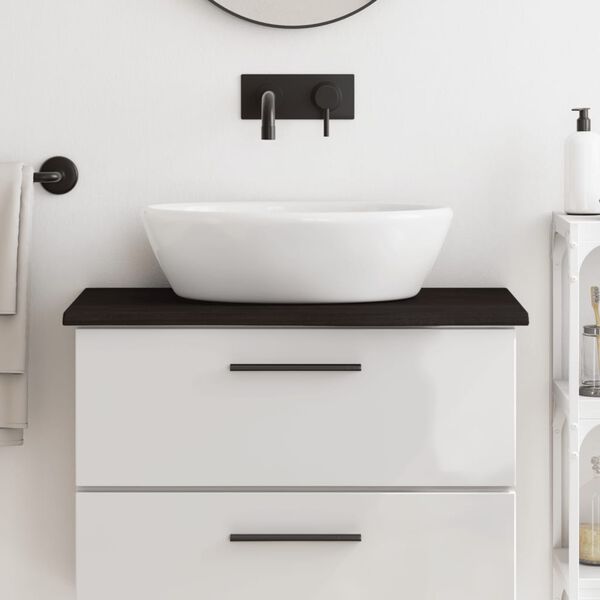 vidaXL Kylpyhuoneen ty&ouml;taso t.ruskea 80x40x2 cm k&auml;sitelty t&auml;ysi puu