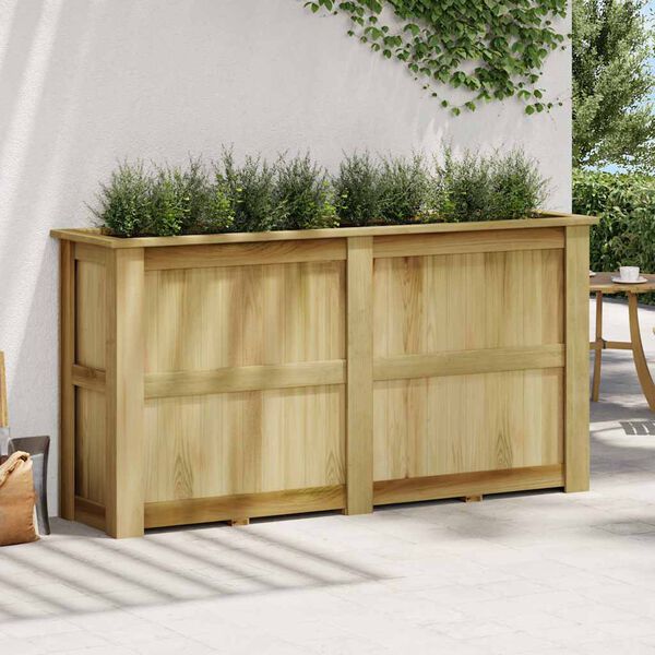 vidaXL Korotettu kukkalaatikko 196x50x100 cm kyllästetty mänty