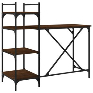 vidaXL Tietokonep&ouml;yt&auml; hyllyill&auml; ruskea tammi 120x47x109 cm