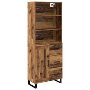 vidaXL Korkea kaappi laatikon kanssa 2 pcs Vanha puu Tekninen puu