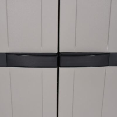 vidaXL Puutarhan varastokaappi harmaa ja musta 65x37x165 cm PP