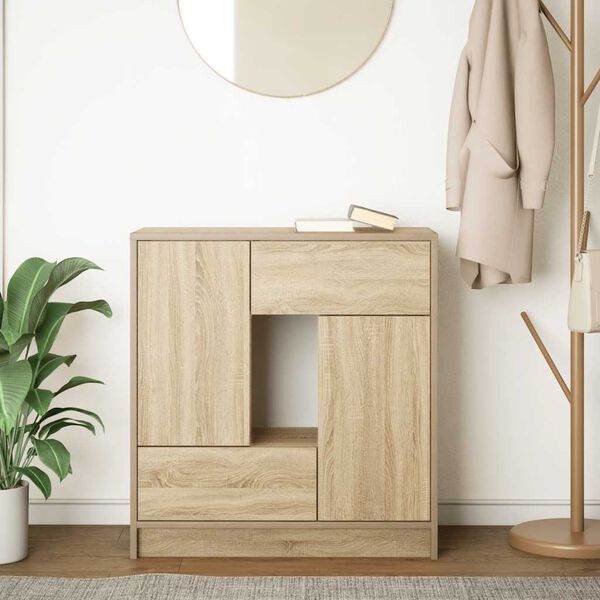 vidaXL Senkki laatikoilla ja ovilla Sonoma-tammi 70,5x34x74,5 cm