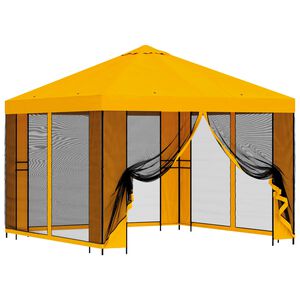 vidaXL Puutarhamaja sivuseinill&auml; 3 x 3 m Keltainen Polyesteri ja ter&auml;s