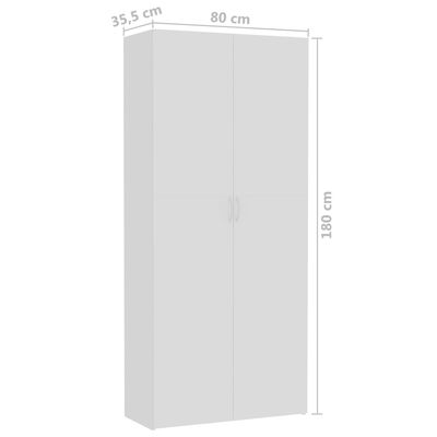 vidaXL Säilytyskaappi valkoinen 80x35,5x180 cm lastulevy