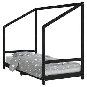 vidaXL Lasten s&auml;ngynrunko musta 90x200 cm t&auml;ysi m&auml;nty
