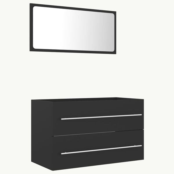 vidaXL Kaksiosainen kylpyhuoneen kalustesarja harmaa lastulevy