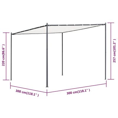 vidaXL Huvimaja tasakatolla 3x3 m valkoinen 180 g/m²