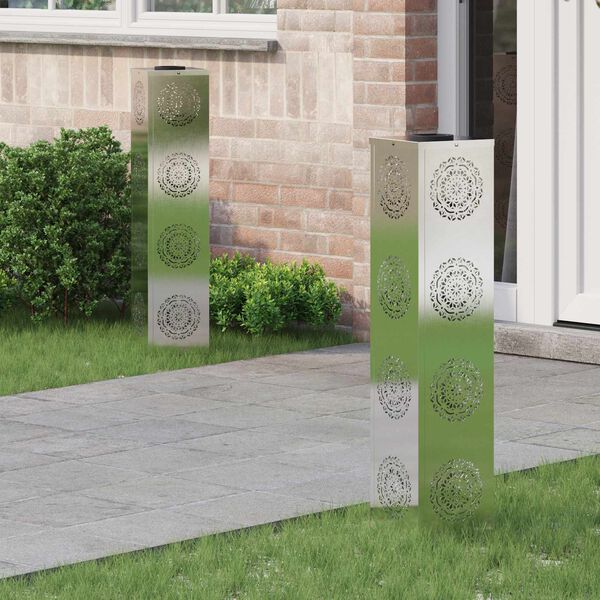 vidaXL Aurinko LED-polkuvalo 2 pcs Hopea Ruostumaton ter&auml;s