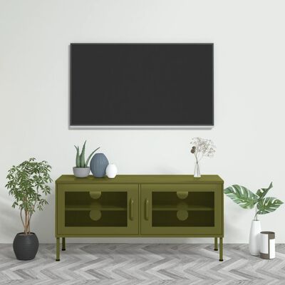 vidaXL TV-taso oliivinvihreä 105x35x50 cm teräs